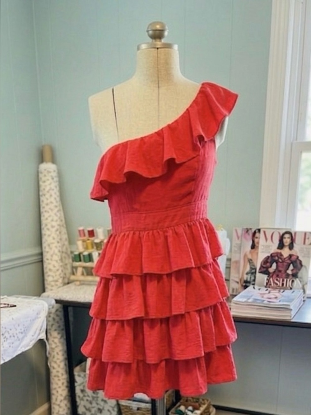 MM Couture by Miss Me Red Ruffle Tiered Mini Dress